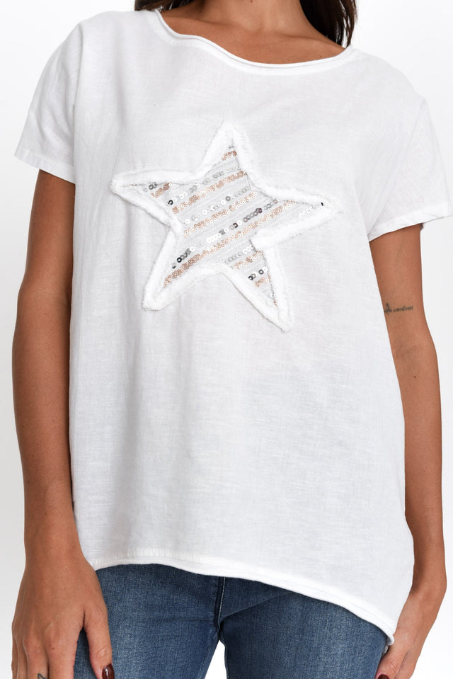 Kassidy White Star Sequin Tee image 7