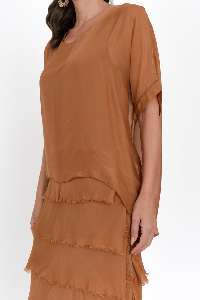 Katerina Bronze Silk Overlay Maxi Dress