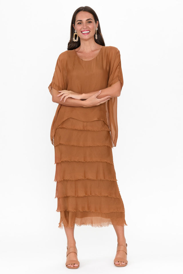 Katerina Bronze Silk Overlay Maxi Dress image 6