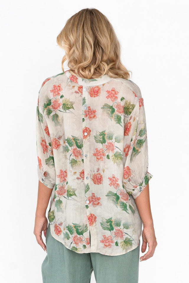 Katiya Taupe Bouquet Linen Shirt image 5