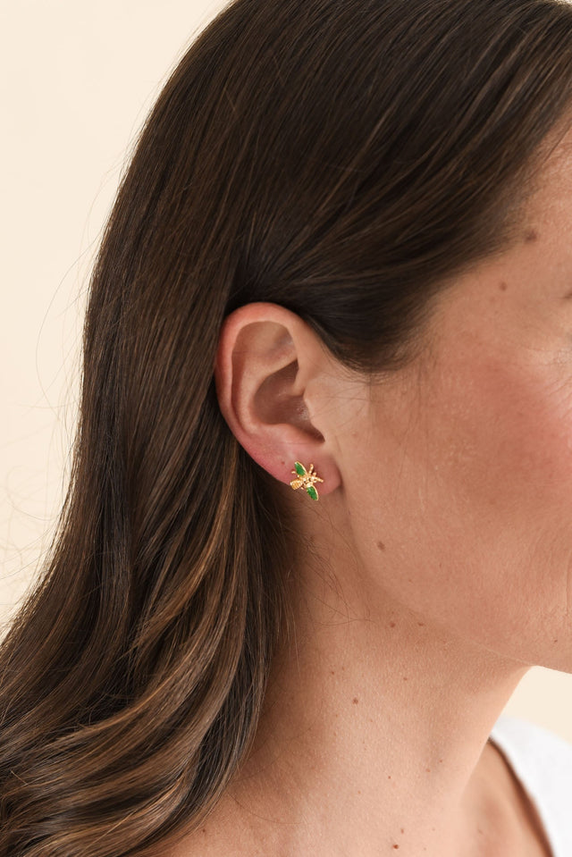 Kaylin Emerald Bee Stud Earrings