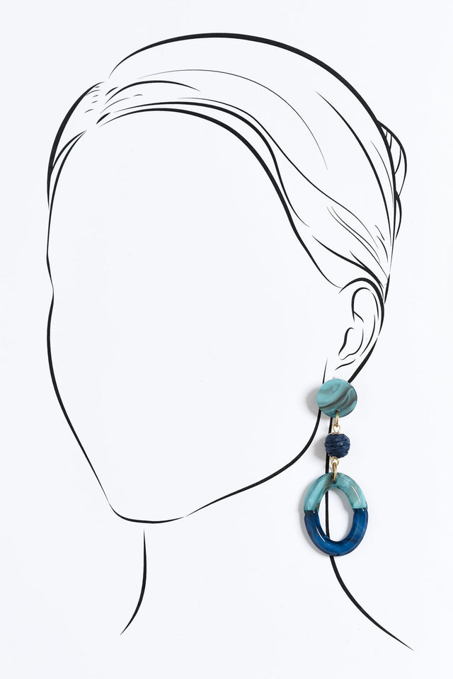 Kazimira Blue Oval Drop Earrings image 2