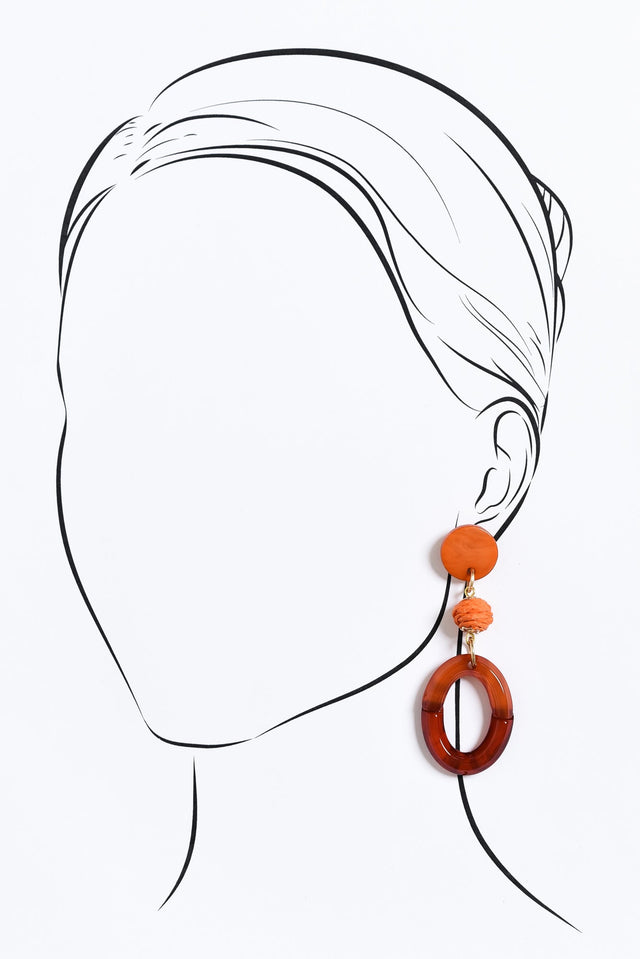 Kazimira Orange Oval Drop Earrings image 2
