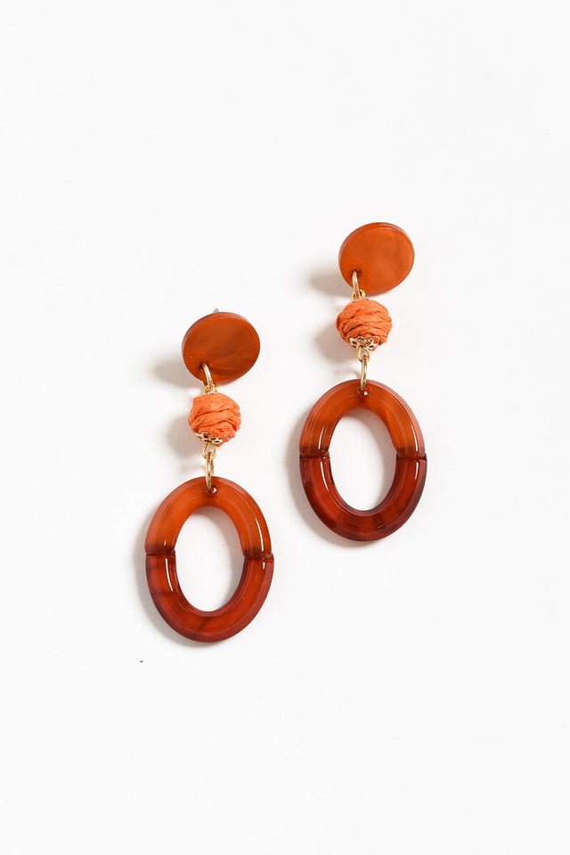 Kazimira Orange Oval Drop Earrings image 1