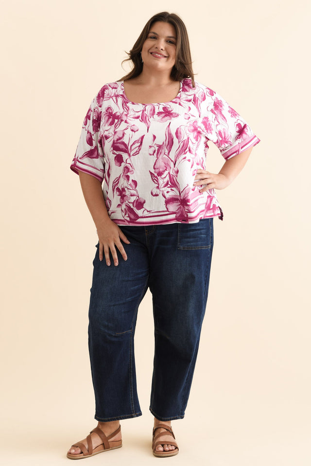Kendria Pink Floral Batwing Top,Brunette model,plus-size,curve-tops,plus-size-sleeved-tops,plus-size-work-edit,alt text|model:Gabby image 9