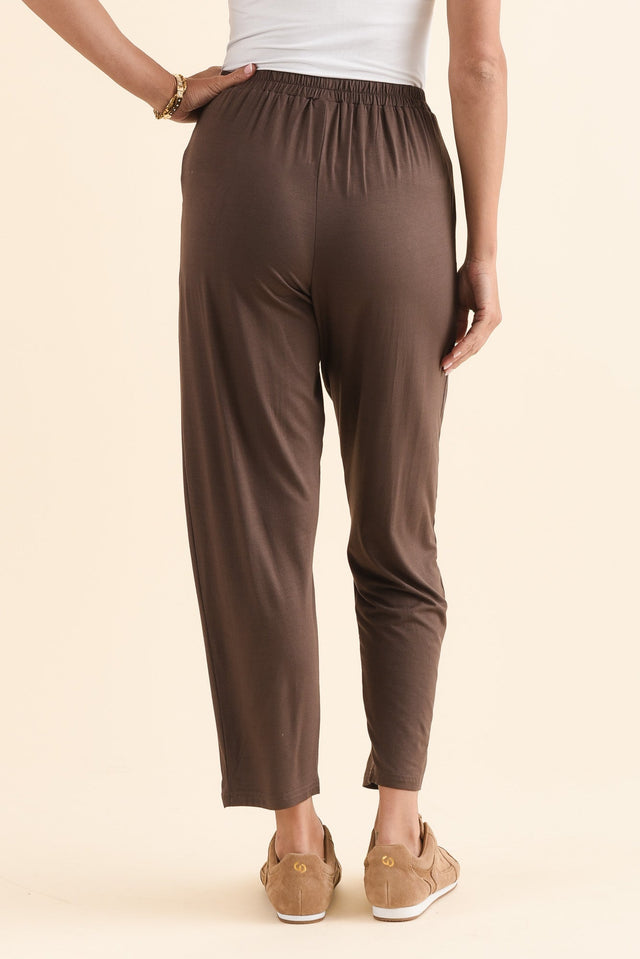 Kennedy Chocolate Stretch Pocket Pants,Back,Brunette model,alt text|model:Brontie image 4