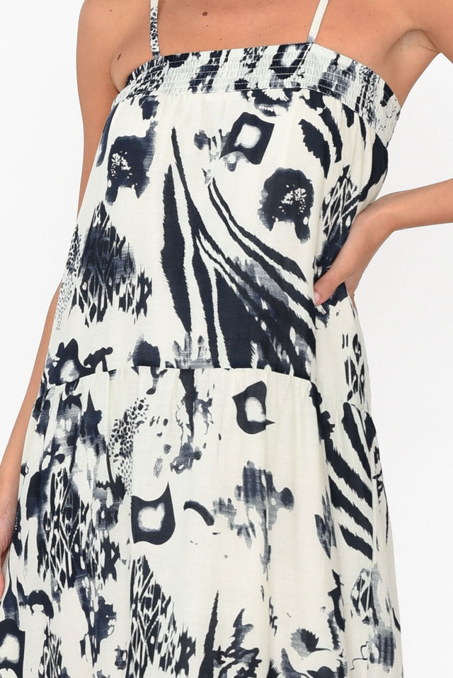 Kenya Navy Abstract Cotton Maxi Dress image 5