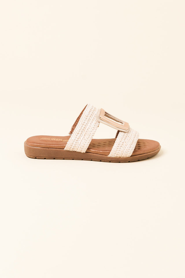 Kimberley Cream Raffia Buckle Slide image 1