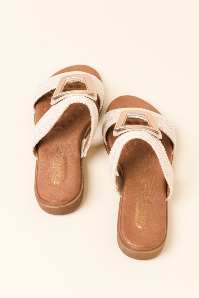 Kimberley Cream Raffia Buckle Slide image 4