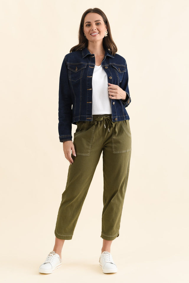 Kimbra Blue Denim Stretch Jacket,Full Body,Brunette model,alt text|model:MJ image 3