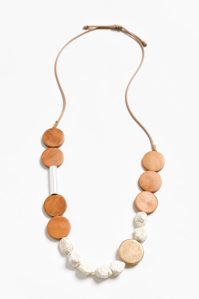 Kimbra Tan Wood Beaded Necklace