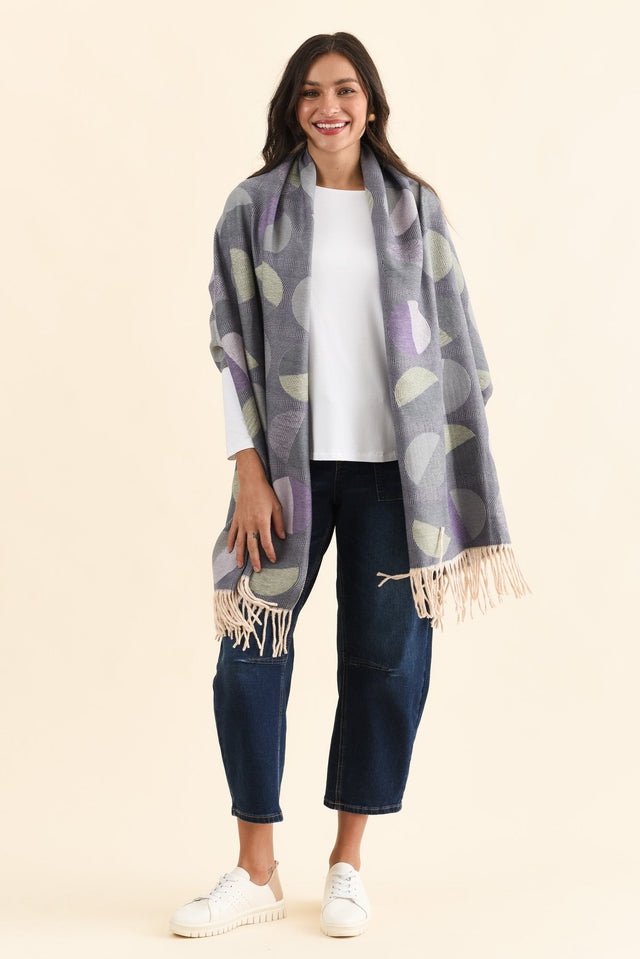 Kindra Indigo Geo Tassel Scarf image 3