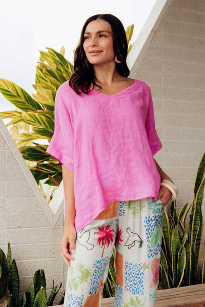 Kiro Pink Linen Top