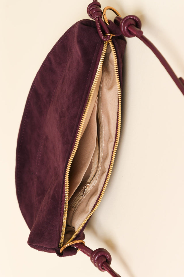 Kirsten Burgundy Faux Suede Crossbody Bag