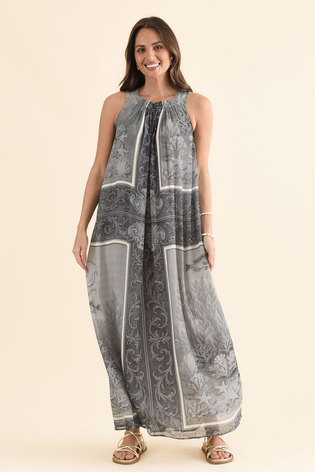 Koi Grey Seaside Sleeveless Dress,Full Body,Brunette model,alt text|model:MJ image 2