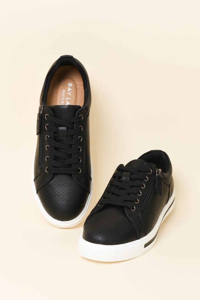 Koko Black Leather Zip Sneaker