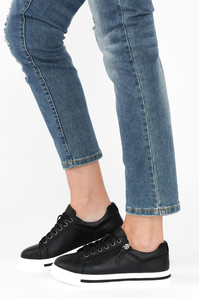 Koko Black Leather Zip Sneaker image 6