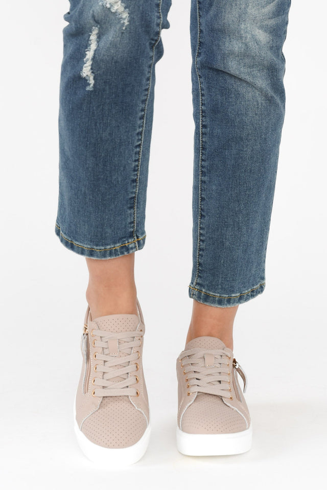 Koko Nude Leather Zip Sneaker image 7