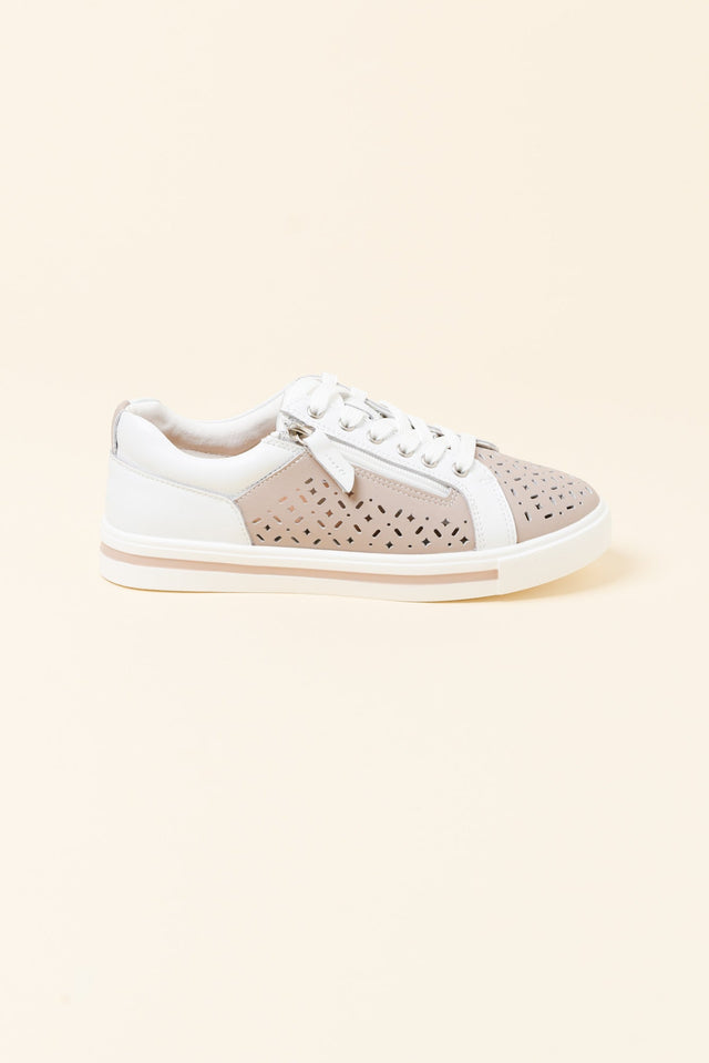 Koko White Contrast Leather Zip Sneaker image 1