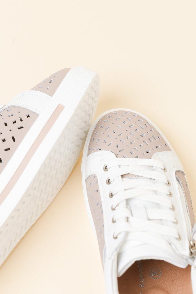 Koko White Contrast Leather Zip Sneaker image 3