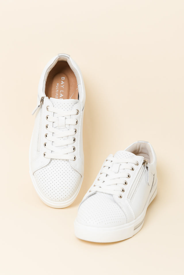 Koko White Leather Zip Sneaker