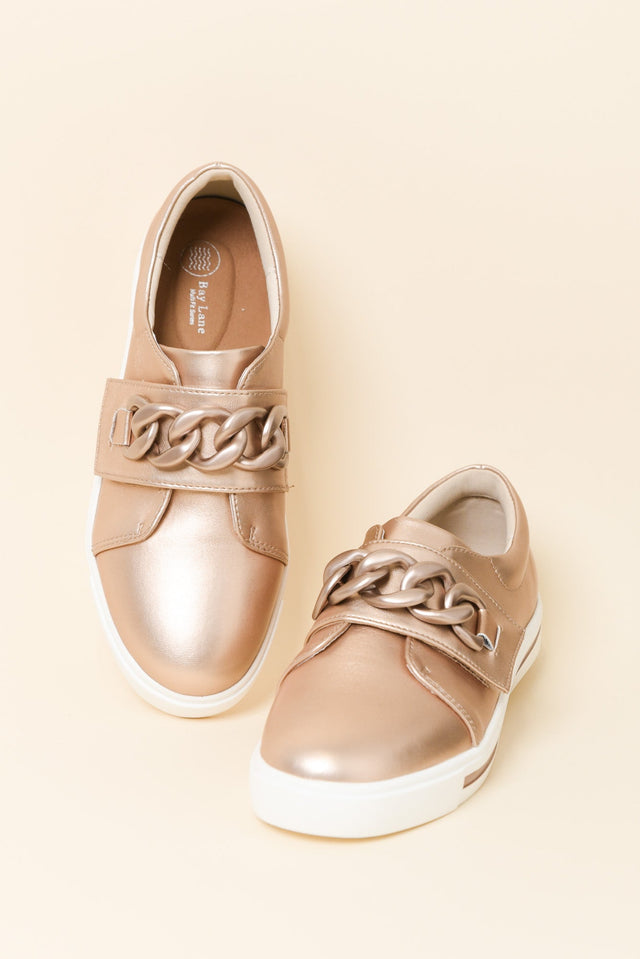 Koolah Rose Gold Leather Chain Sneaker
