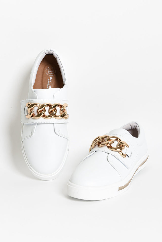 Koolah White Leather Chain Sneaker