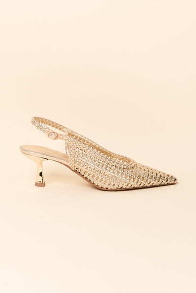 Koscuszkio Gold Leather Woven Heel