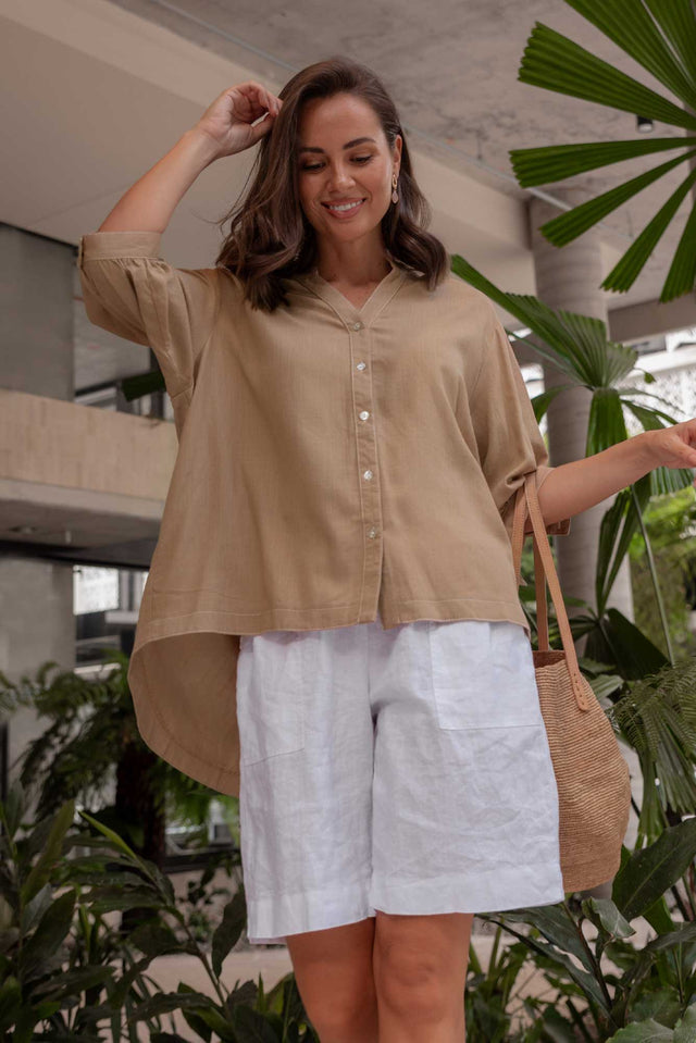 Krishna Brown Contrast Stitch Shirt