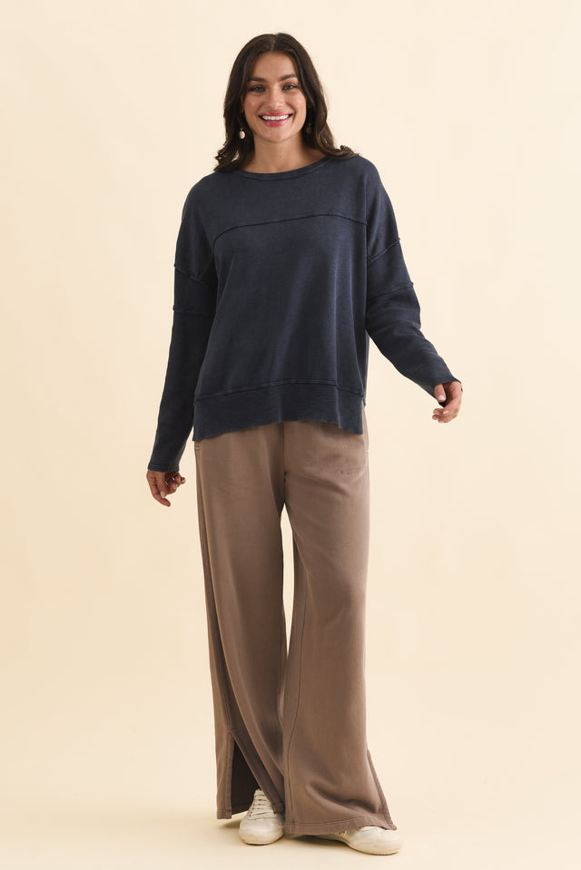 Kymberly Navy Cotton Knit Jumper,Brunette model,alt text|model:Brontie image 7