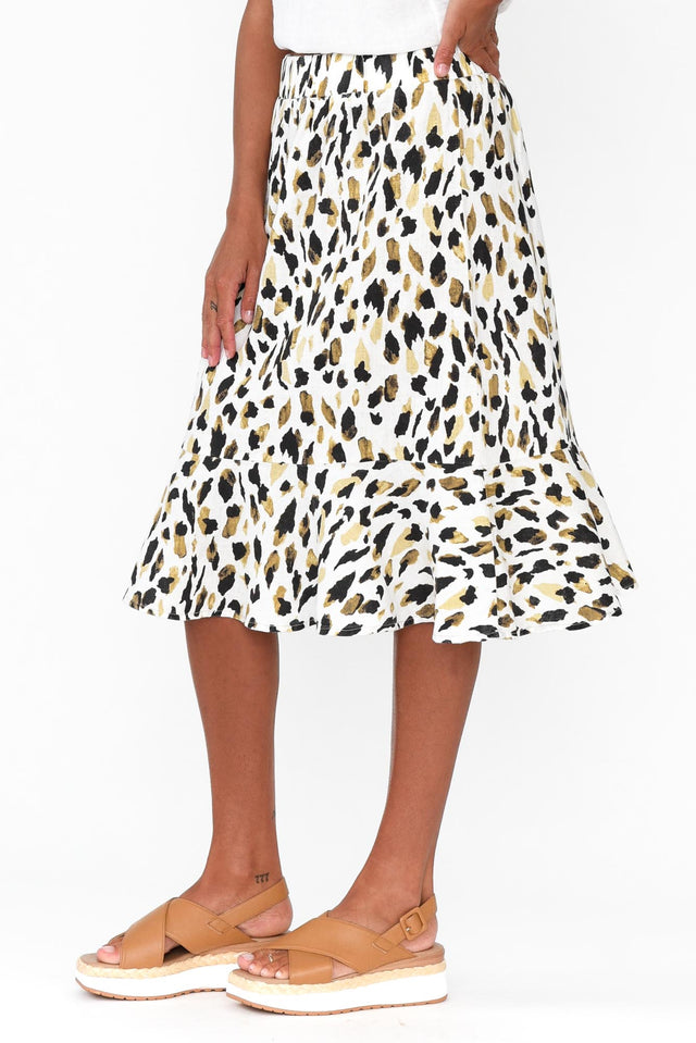 Lacey Animal Linen Frill Hem Skirt image 3