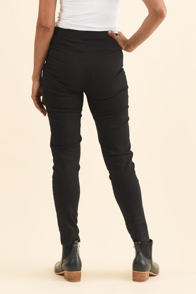 Laia Black Cotton Stretch Pants,Brunette model,alt text|model:Cara image 5