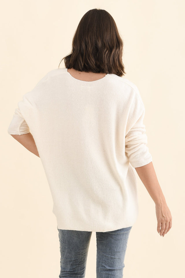 Lakin Cream Knit Jumper,Brunette model,alt text|model:MJ image 5