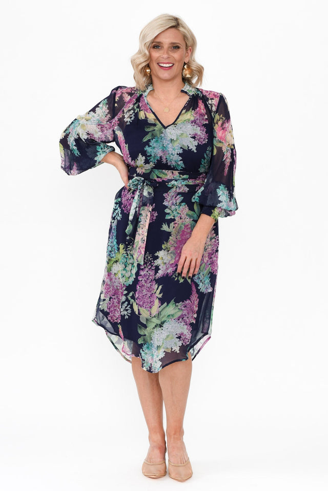 Lane Navy Wisteria Tie Dress image 8