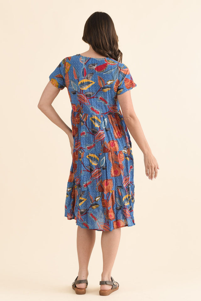 Lania Orange Garden Crinkle Cotton Dress,Back,Brunette model,alt text|model:MJ image 4