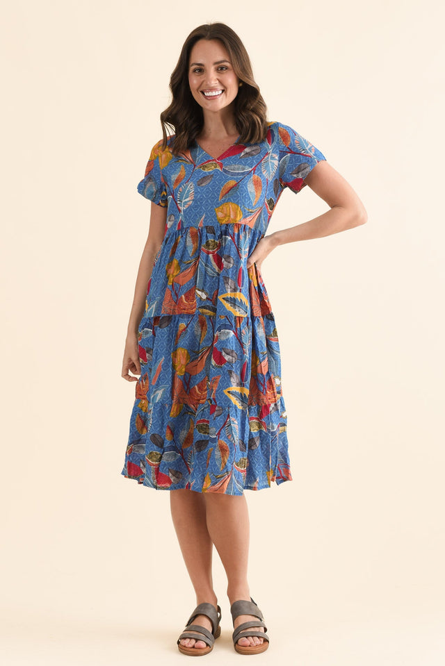 Lania Orange Garden Crinkle Cotton Dress,Front,Brunette model,alt text|model:MJ
