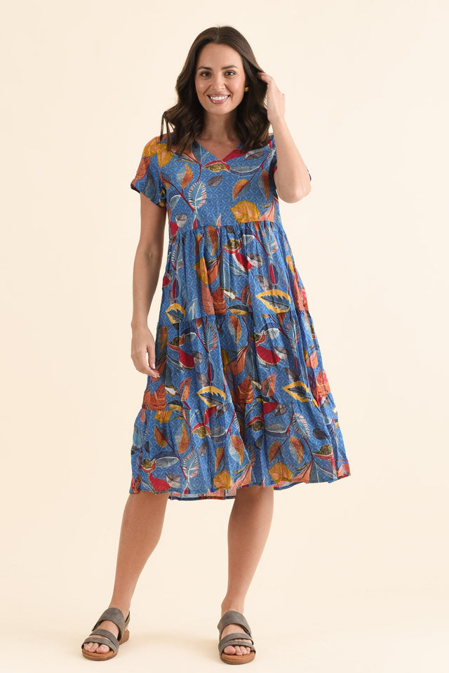 Lania Orange Garden Crinkle Cotton Dress,Full Body,Brunette model,alt text|model:MJ
