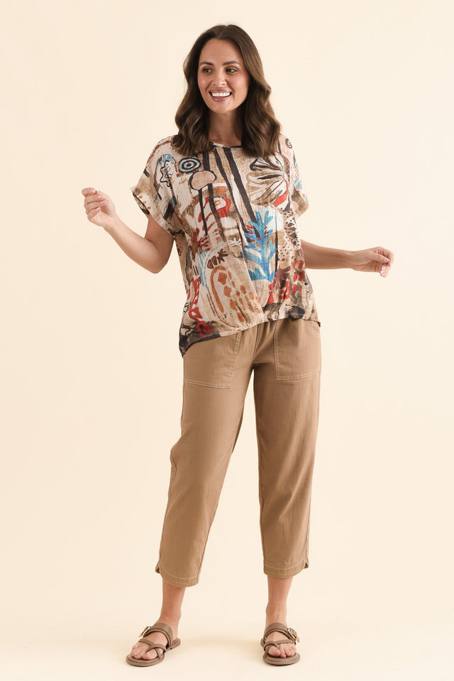 Lanie Brown Abstract Pleated Top,Full Body,Brunette model,alt text|model:MJ image 6