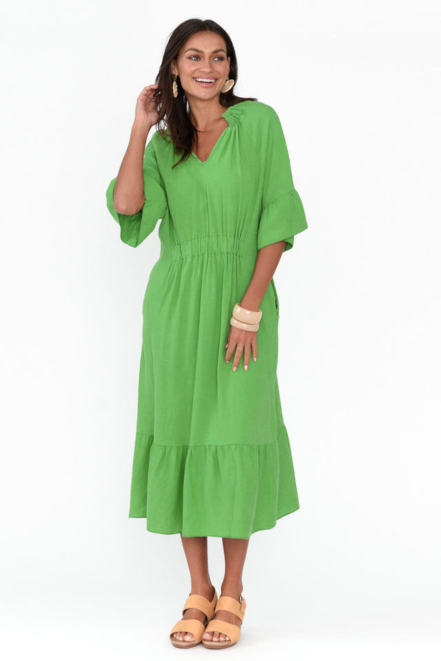 Larentia Green Linen Gathered Dress