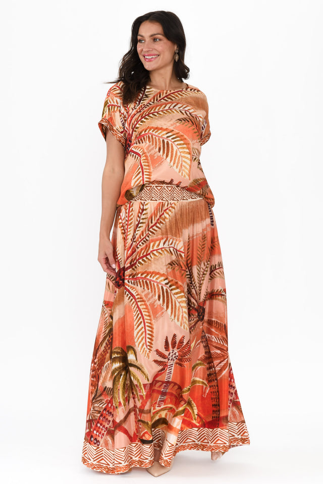 Jeannie Orange Palm Maxi Skirt image 9