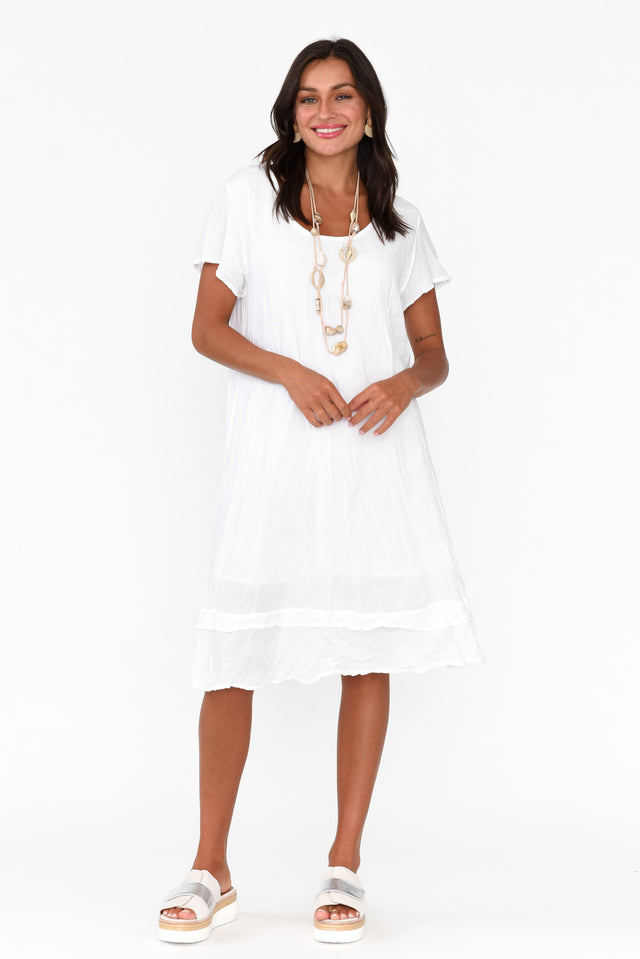 Lauren White Crinkle Cotton Dress