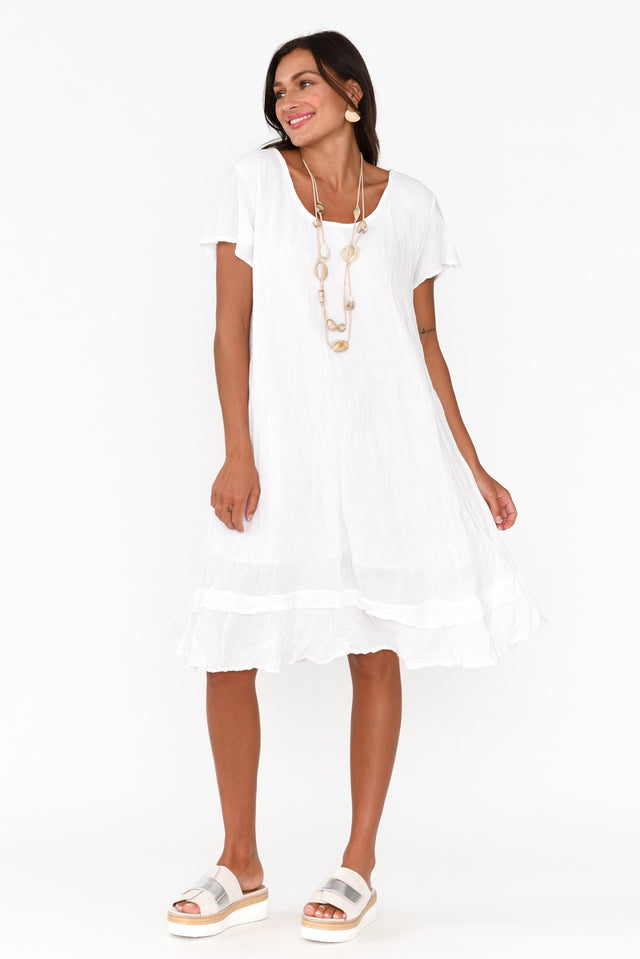 Lauren White Crinkle Cotton Dress