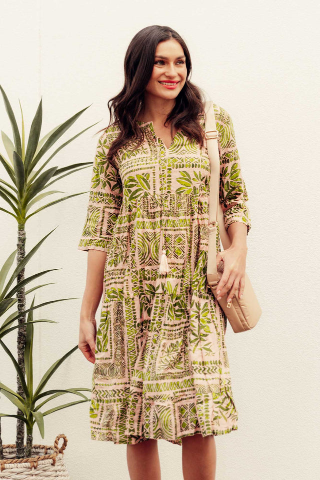 Milana Green Garden Crinkle Cotton Dress