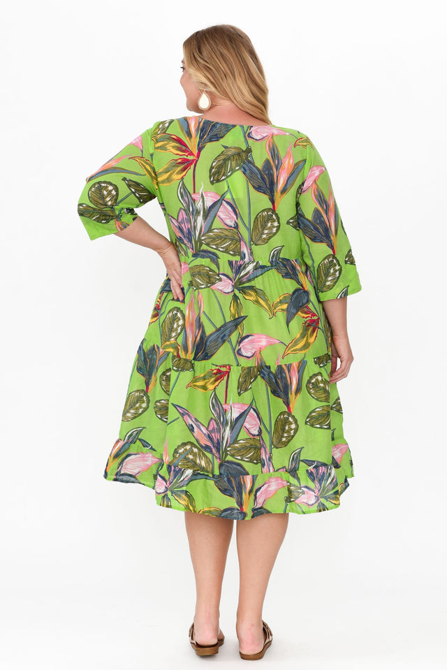 Layla Green Leaf Crinkle Cotton Dress
