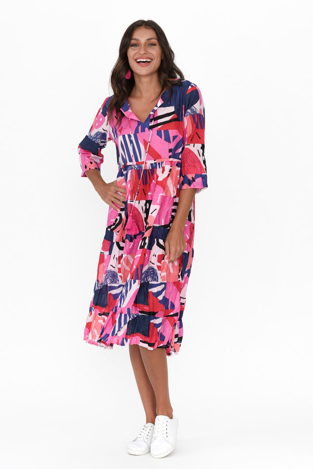 Layla Pink Tropics Crinkle Cotton Dress image 2