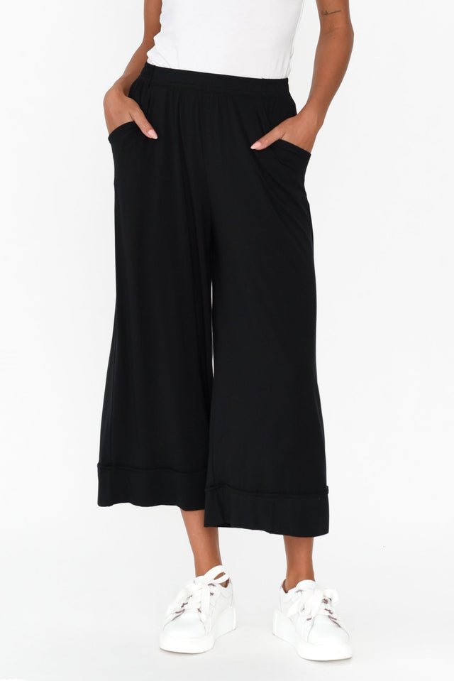 Women's Casual Plain Flare Leg Black Long Plus Size Pants 2XL (16) 