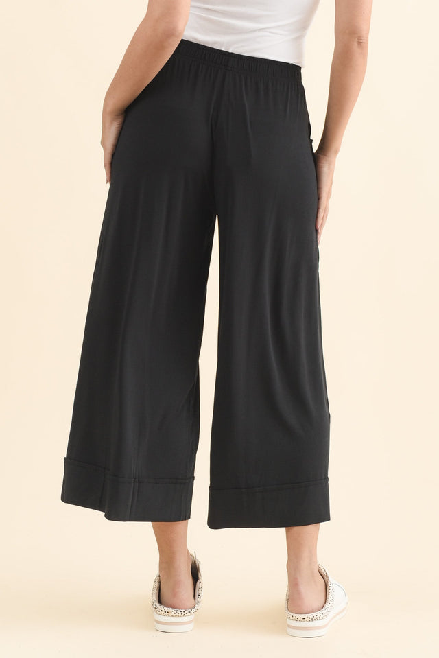 Lena Black Micro Modal Resort Pants,Brunette model,alt text|model:MJ image 5