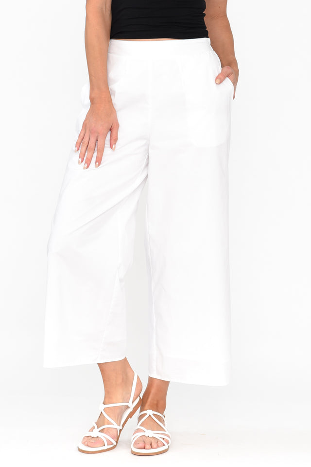 Leni White Cotton Poplin Pants