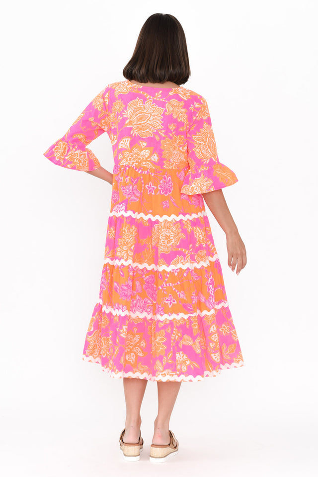 Lenor Pink Floral Cotton Tier Dress image 6