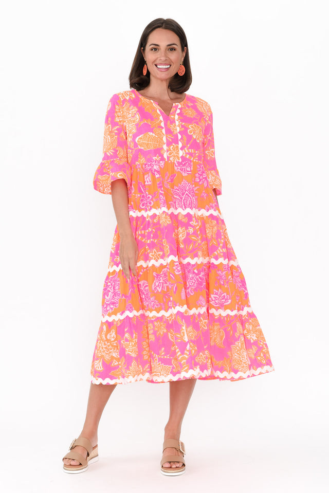 Lenor Pink Floral Cotton Tier Dress image 2